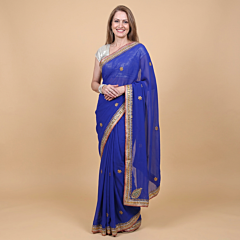 Handcrafted Gotta Patti Saree|Navy Blue