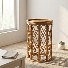 Bamboo Cane Antique Handcrafted Backless Stool