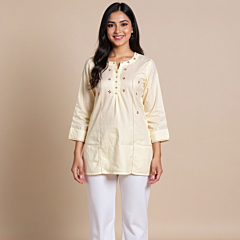 HAND EMBROIDERED WHITE ELEGANT KURTA FOR GIRLS