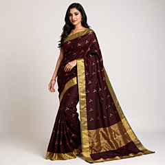 Chanderi Handloom Saree Maroon Silk 6.25 Mtrs 