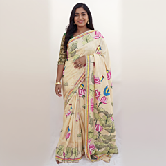 Exquisite Kantha Stitch Gachi Tussar Silk Saree - Traditional Hand Embroidery