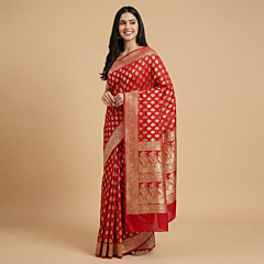 Pure Banarasi Handloom Katan Silk Saree | Red