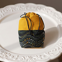 Kantha Stitch Work Potli Bag | Yellow | Cotton