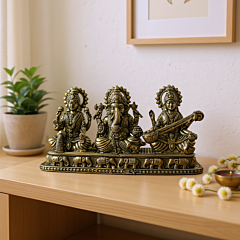 Brass Ganesh, Laxmi and Saraswati Statue KBH09270