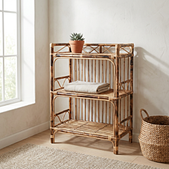 Handmade Bamboo Cane Rattan Rack for Home Decor