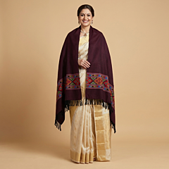 Handwoven Kullu Shawl|Maroon