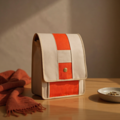 Handmade College Jute Bag I Off white & Orange