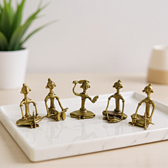 Lady Working Group-set of 5 - Home Decor - GI Certified Bengal Dokra