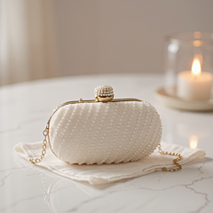 Oval Clutch Bag | White