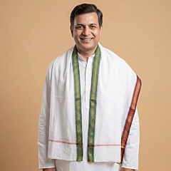 Handloom Cotton-Blend White Designer Gamcha