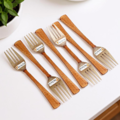 Prisha India Craft Steel Copper Fork 7 Inch | Set of 6