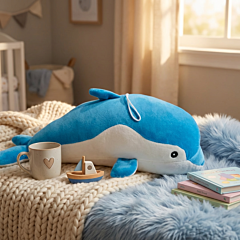 Handmade Blue & White Dolphin Plush Toy