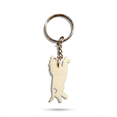 Handcrafted Bone Keychain Lion|White