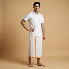 Handloom Pure Cotton White Dhoti | 2 Metres