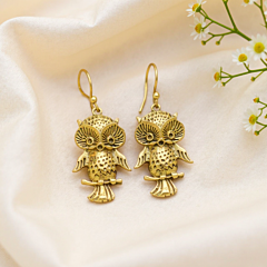 Gold Owl Earrings 