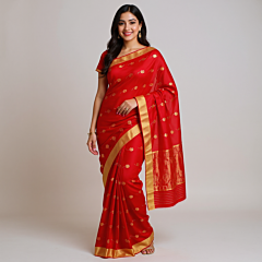 Chanderi Handloom Pattu Soft Silk Sarees | Red