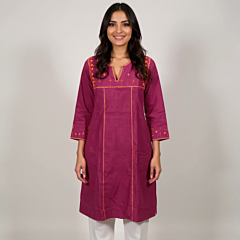 HAND EMBROIDERED PINK KURTA FOR WOMEN 