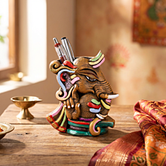 Handcrafted Terracotta Ganesha Penholder | 6 Inches