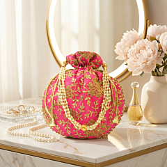 Handcrafted Pink Potli Bag