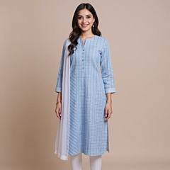 Handwoven Pure Cotton Sky Blue women Suit