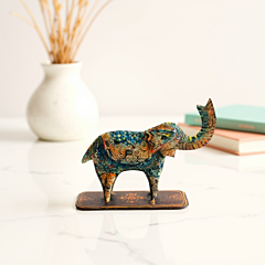 HAND-PAINTED METAL ELEPHANT FIGURINE