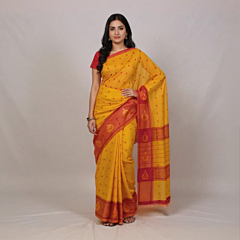 Bengal Soft Cotton Saree | Yellow | 5.5 x 1.19 metres