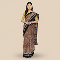 Tasar Dobby Silk Printed Saree | Red