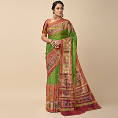 Handloom Silk Ikat Saree| Green