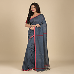 Handwoven Cotton Saree I Grey