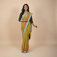 Jharcraft Sunshine-Yellow Cotton Saree