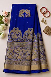 MOLKALMURU GANDABERUNDA SAREE - UNI - BLUE - 003