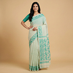 Bengal Soft Cotton Saree-sea green