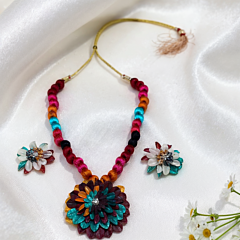 Kadamful Earring and Neckless- Coffee Brown-Onesize