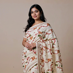 Soft Cotton Saree with Blouse Piece -White