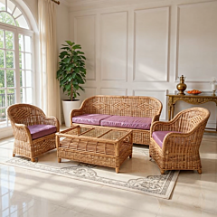 Cane Sofa Set with  Center Table 