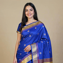 Garad Royal Blue Mulberry Silk Saree