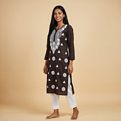 Hand-Embroidered Cotton-Blend Kurti | M