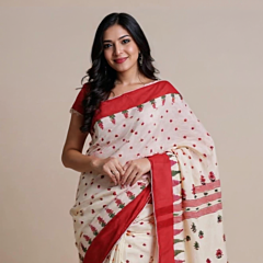 Bengal Traditional Cotton Saree-WHITE