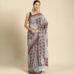 Pure cotton saree with hand block print 