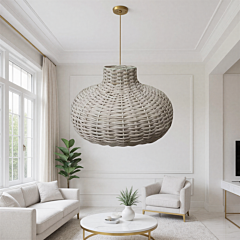 Hanging Bamboo Cane Round Lamp Decor | 1 Piece
