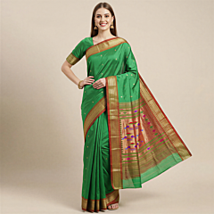 Handloom Paithani Silk Green Saree