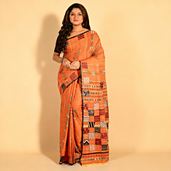 Handloom Kantha Saree I Orange