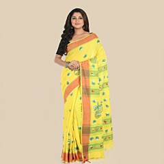 Handloom Khesh Cotton Saree I Yellow