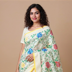 Cotton Jamdani Saree with Real Zari