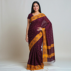 Bengal Soft Cotton Purple Saree | 5.5 x 1.19 metres