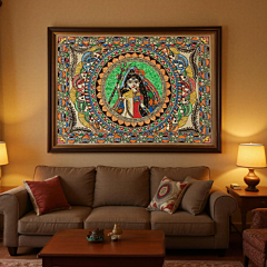 Handmade Ardhnarishwar Madhubani Painting | Frameless