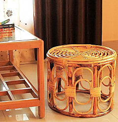 Handmade Bamboo Cane Stool 