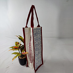 Handcrafted Block Printed Bottle Bag  Eco Friendly Reusable Wine Tote Perfect for Gifting and Storage