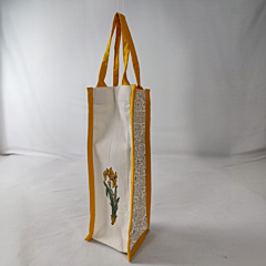 Handcrafted Block Printed Cotton Bottle Bag | Reusable | Yellow