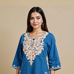 Women Embroidered Pure Cotton Straight Kurta  